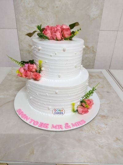 White Ombre 2tier Engagement Cake