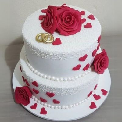 Fondant Flower Engagement Cake