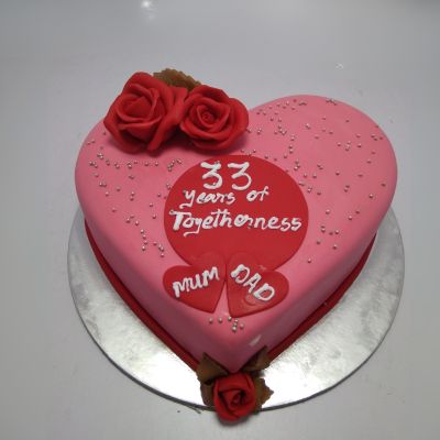 Heart Shape Engagement Fondant Cake