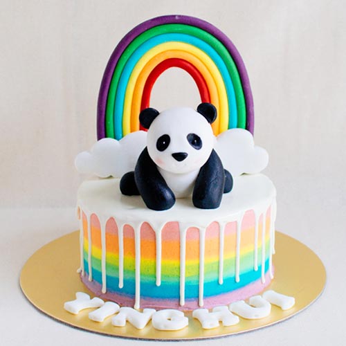Rainbow Panda Theme cake