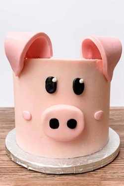 Pig Shape Fondant Cake